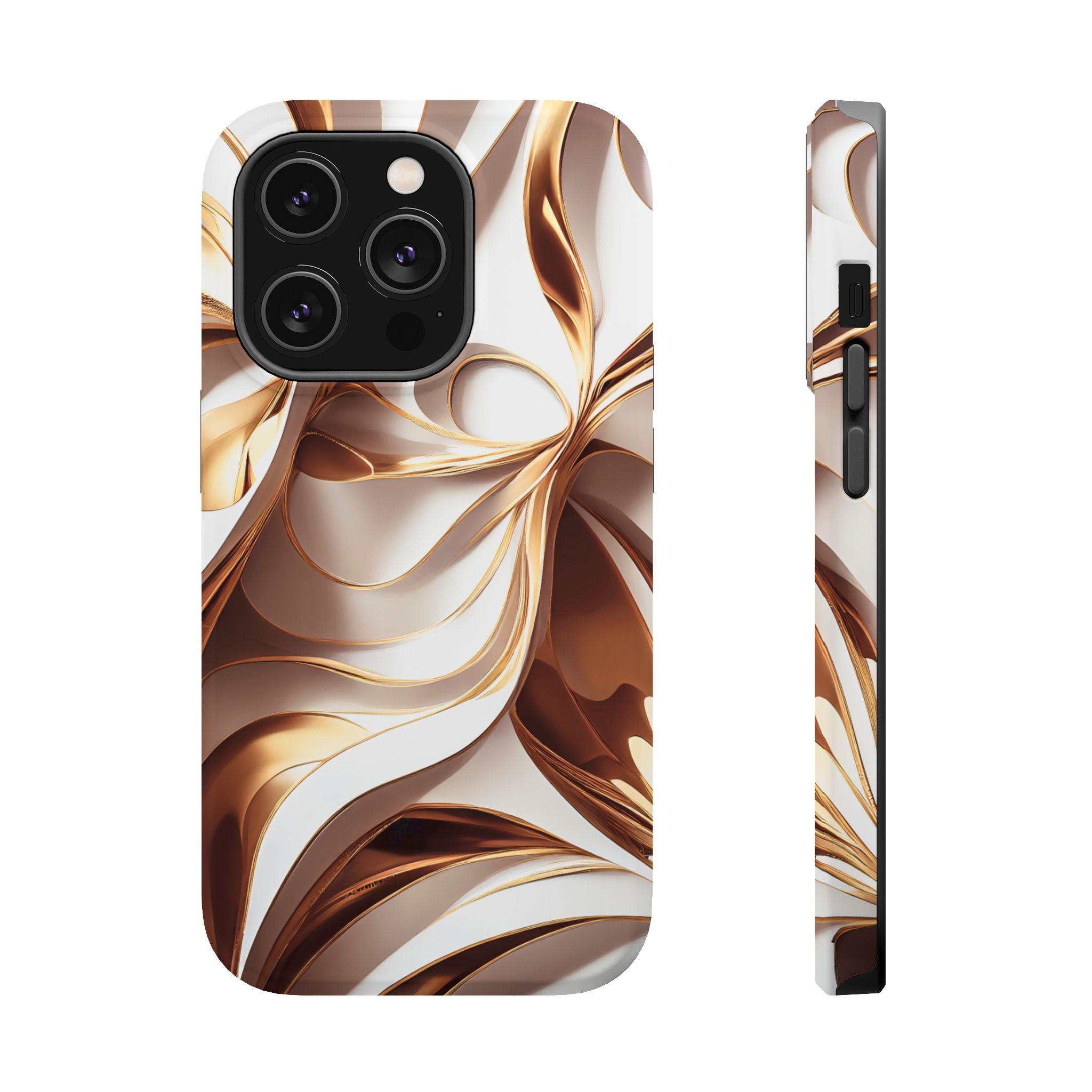Marbled Gold Swirl Phone Case — Magnetic Impact‑Resistant iPhone Cover