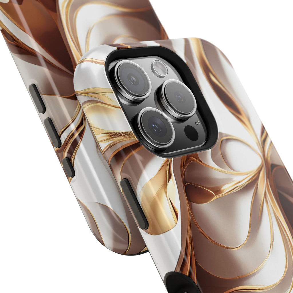 Marbled Gold Swirl Phone Case — Magnetic Impact‑Resistant iPhone Cover