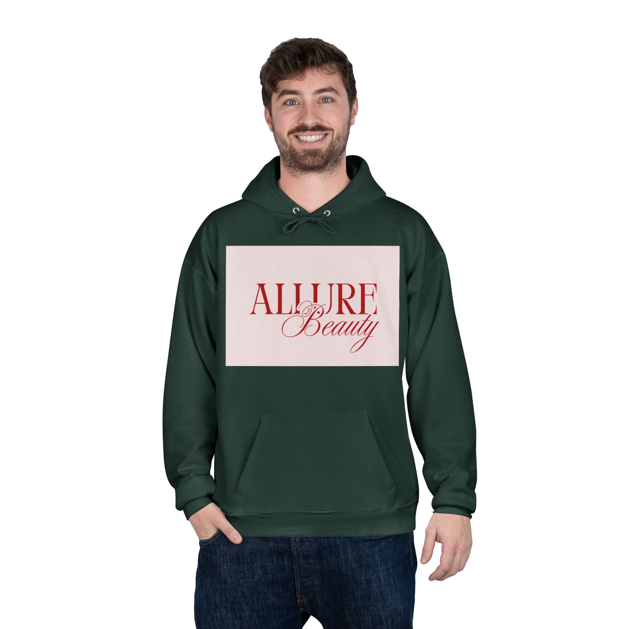 Unisex Allure Beauty Hoodie — Pink Logo Pullover for Beauty Lovers