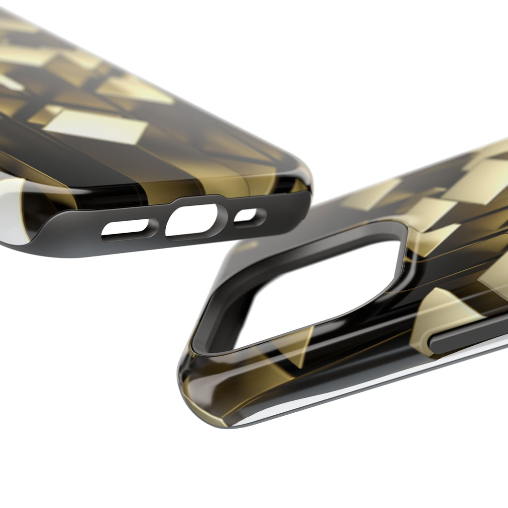 Impact-Resistant Phone Case — Gold Geometric 3D Cubes