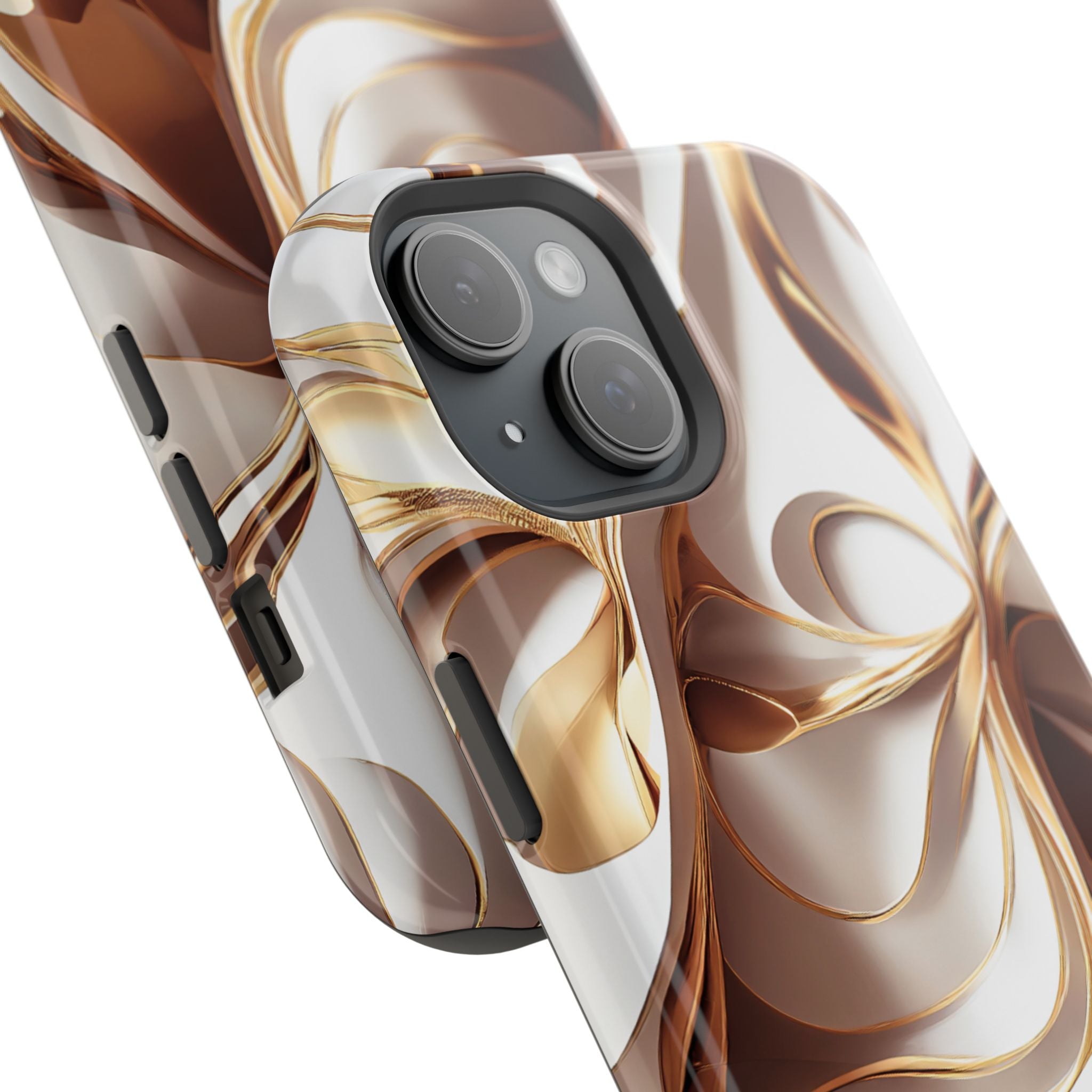 Marbled Gold Swirl Phone Case — Magnetic Impact‑Resistant iPhone Cover