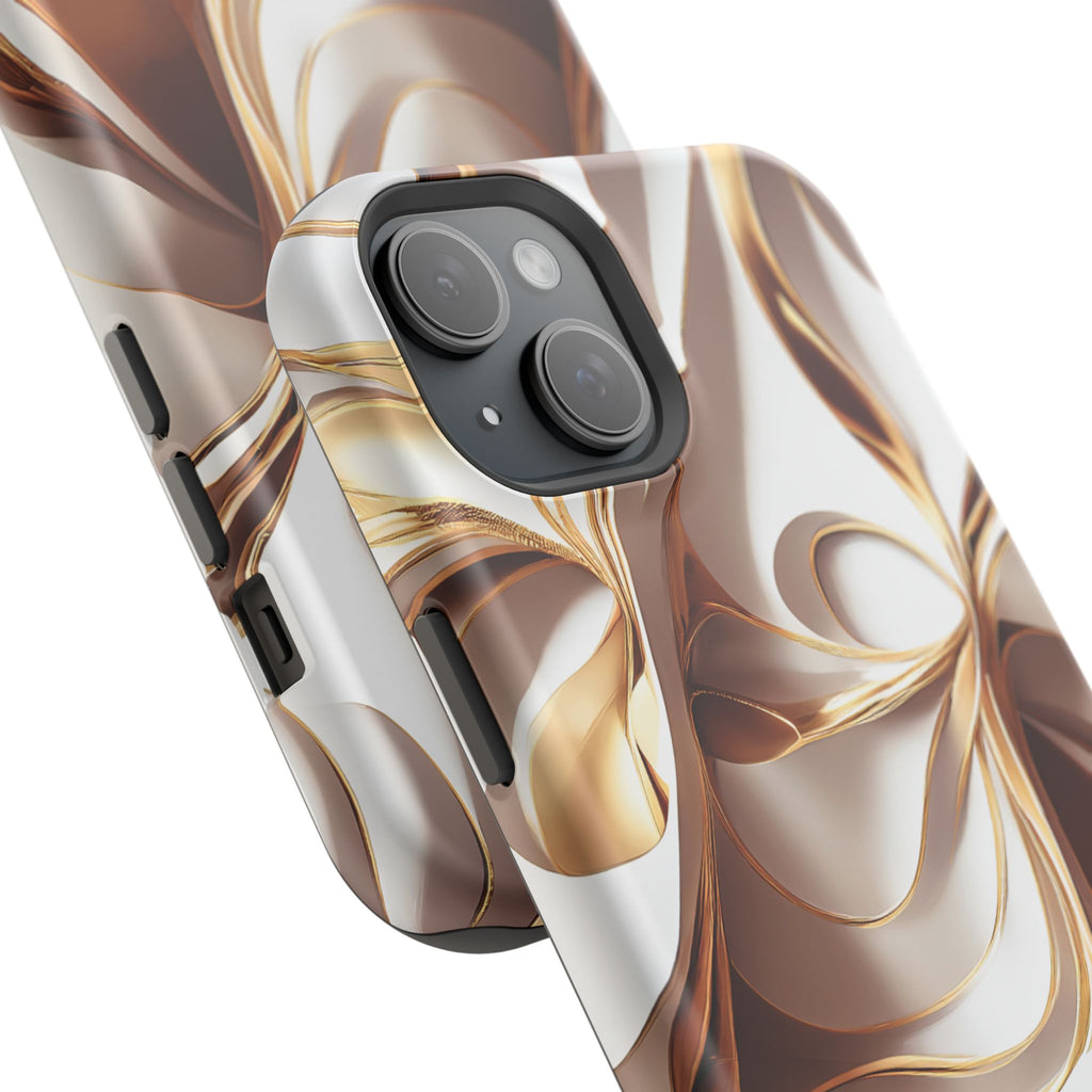 Marbled Gold Swirl Phone Case — Magnetic Impact‑Resistant iPhone Cover