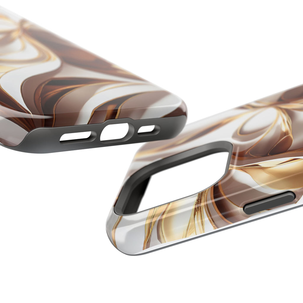 Marbled Gold Swirl Phone Case — Magnetic Impact‑Resistant iPhone Cover
