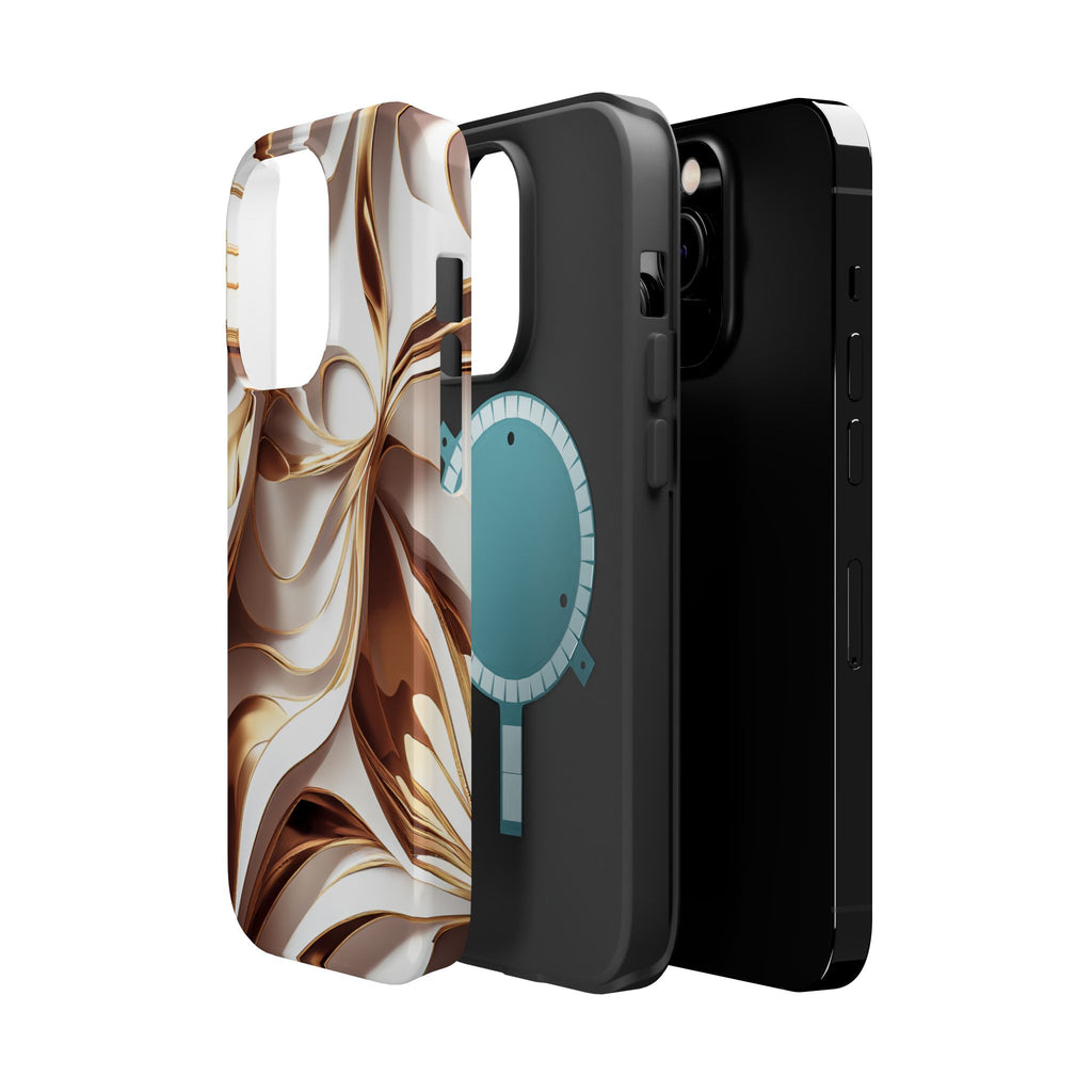 Marbled Gold Swirl Phone Case — Magnetic Impact‑Resistant iPhone Cover