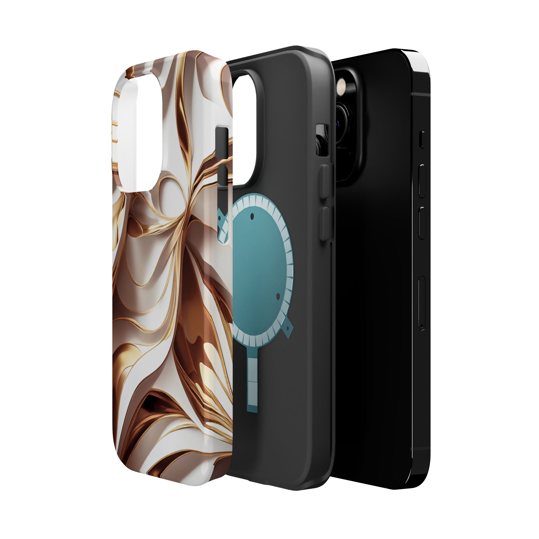 Marbled Gold Swirl Phone Case — Magnetic Impact‑Resistant iPhone Cover