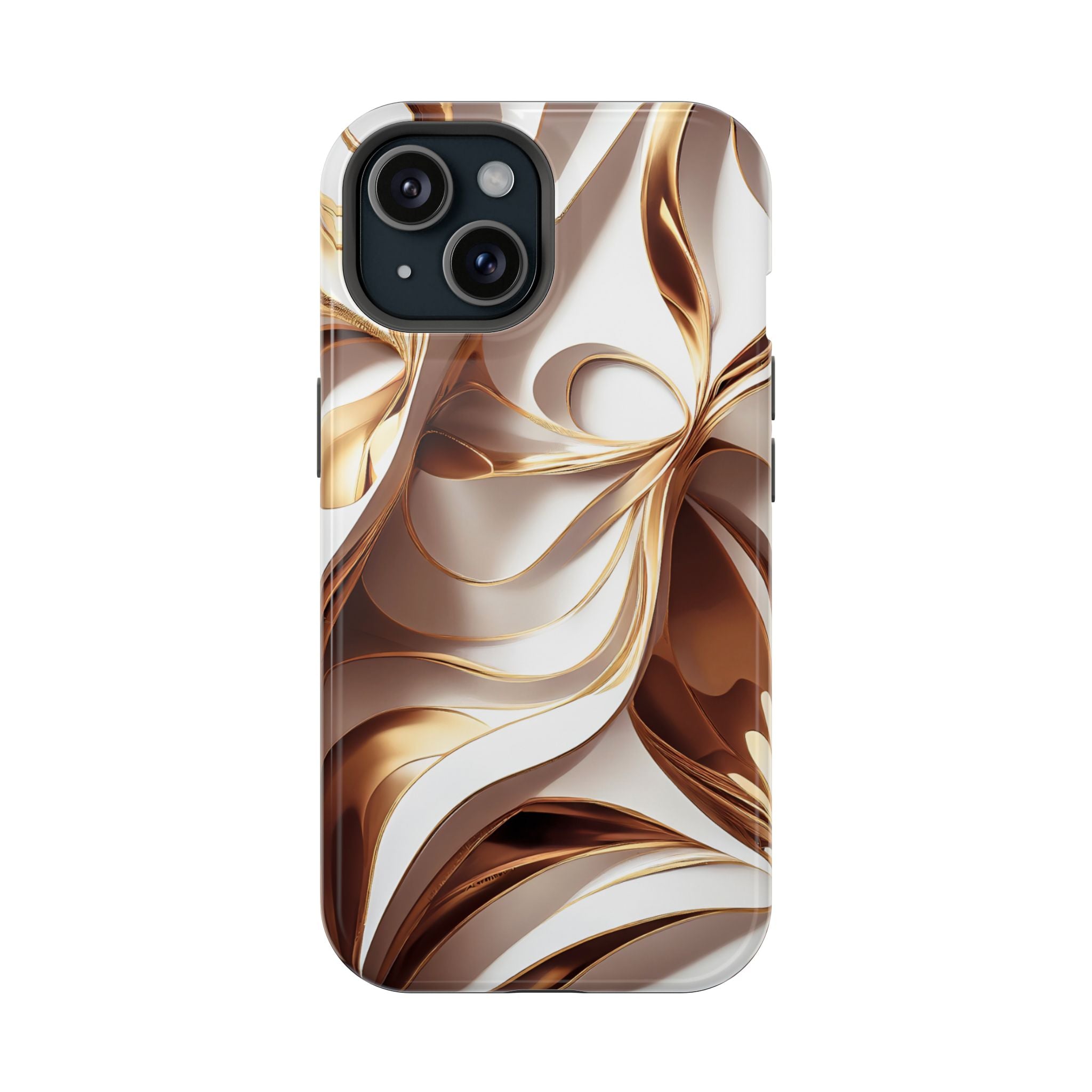 Marbled Gold Swirl Phone Case — Magnetic Impact‑Resistant iPhone Cover