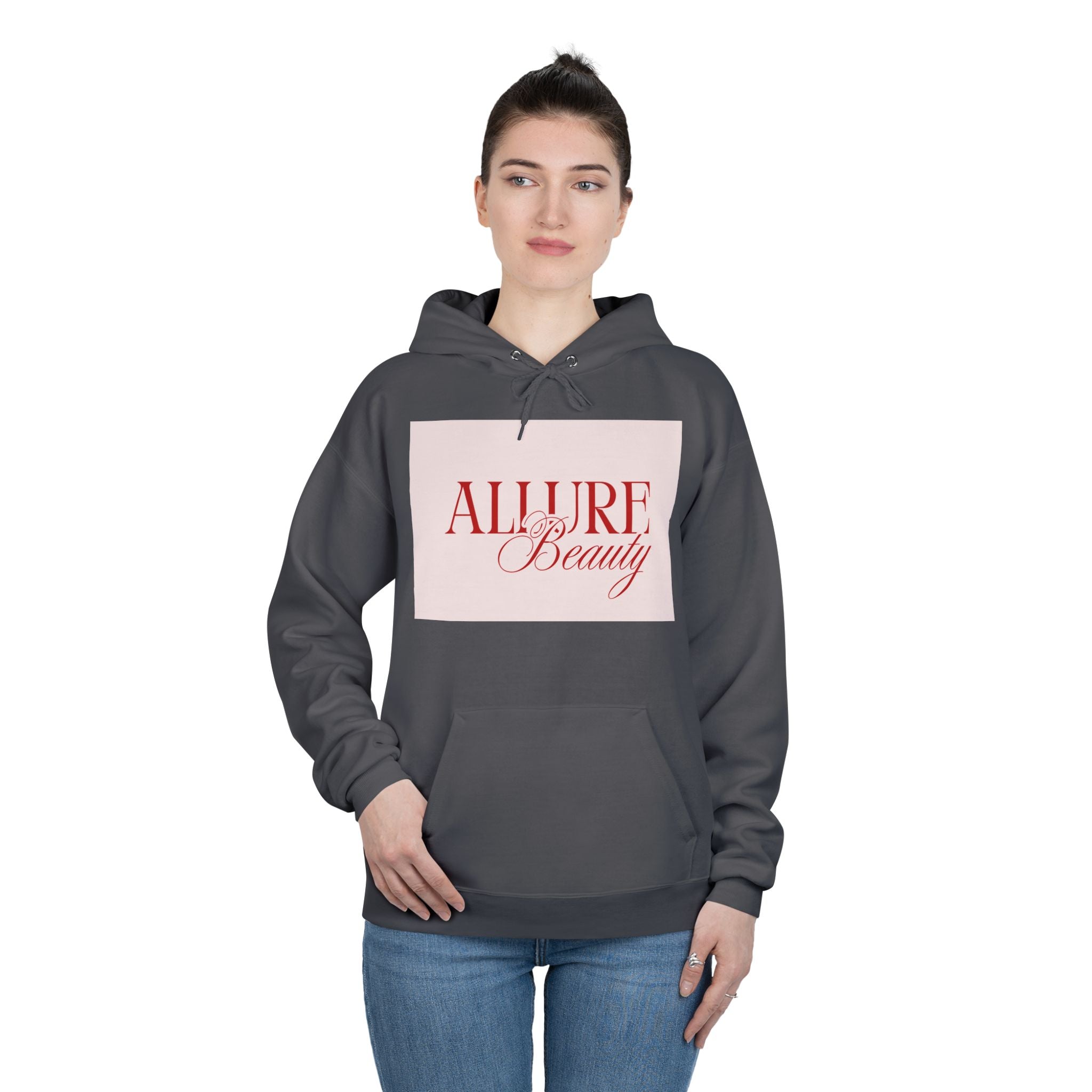 Unisex Allure Beauty Hoodie — Pink Logo Pullover for Beauty Lovers