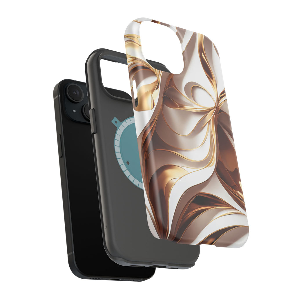 Marbled Gold Swirl Phone Case — Magnetic Impact‑Resistant iPhone Cover