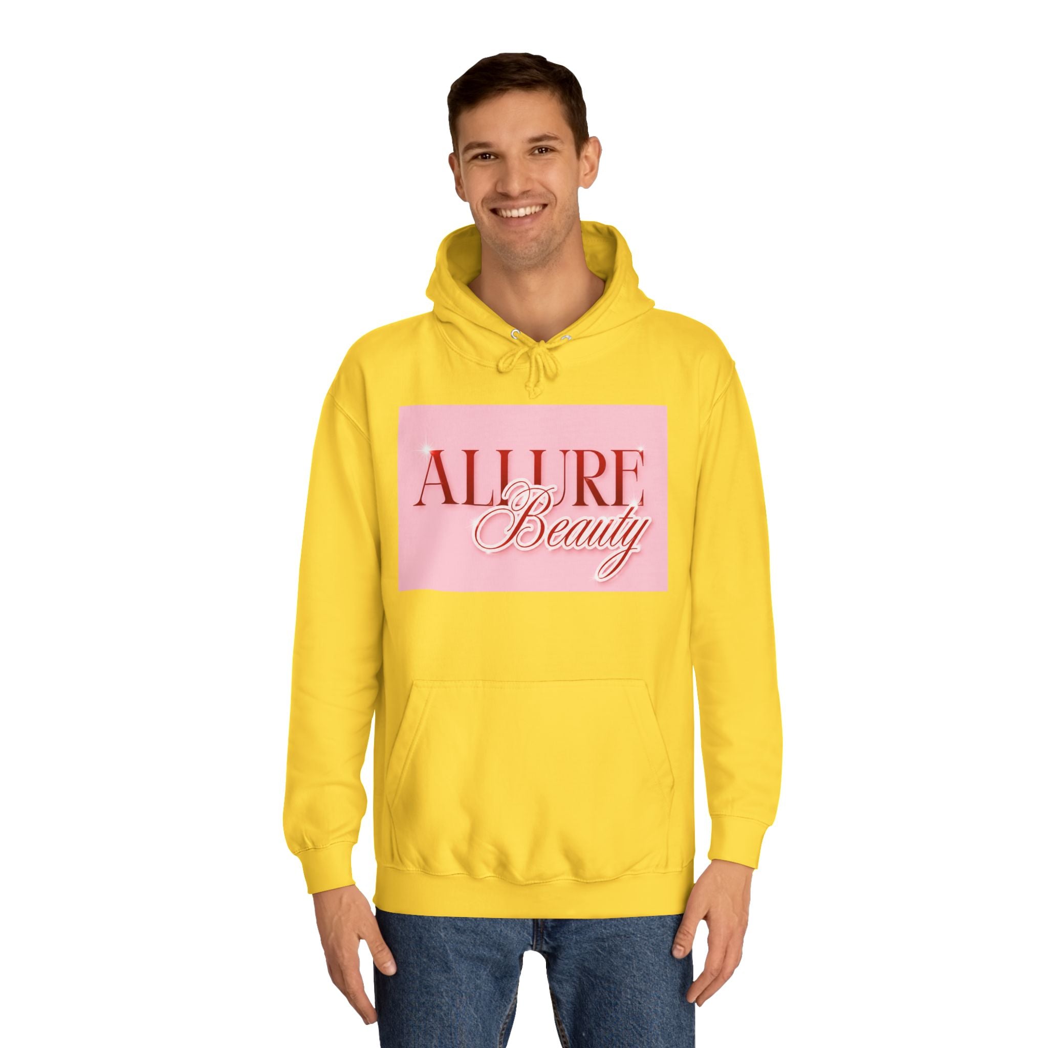 Unisex Allure Beauty Hoodie — Pink Logo Comfort Pullover