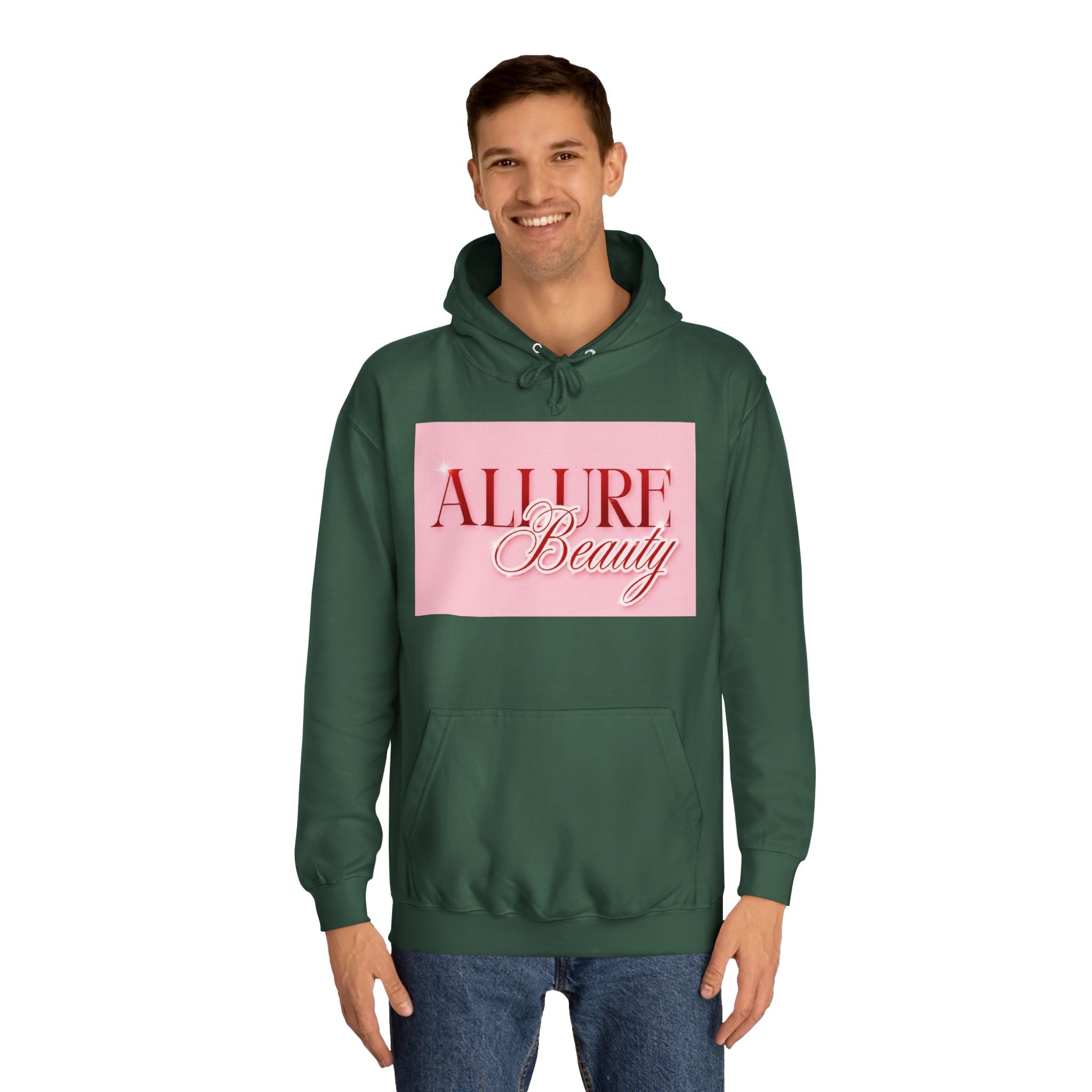 Unisex Allure Beauty Hoodie — Pink Logo Comfort Pullover