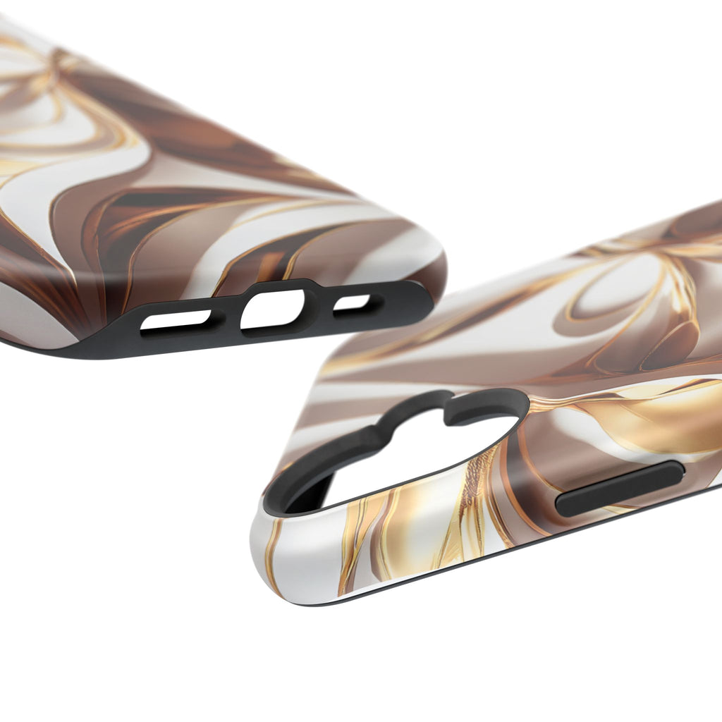 Marbled Gold Swirl Phone Case — Magnetic Impact‑Resistant iPhone Cover