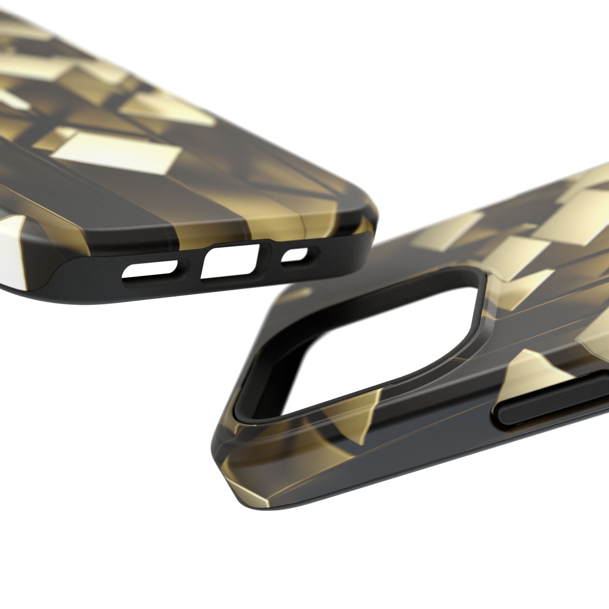 Impact-Resistant Phone Case — Gold Geometric 3D Cubes