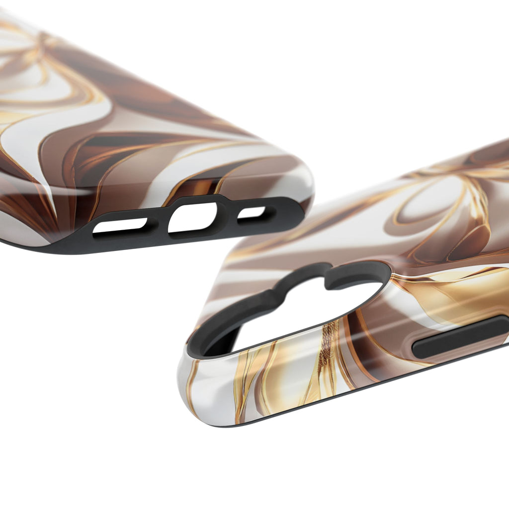 Marbled Gold Swirl Phone Case — Magnetic Impact‑Resistant iPhone Cover