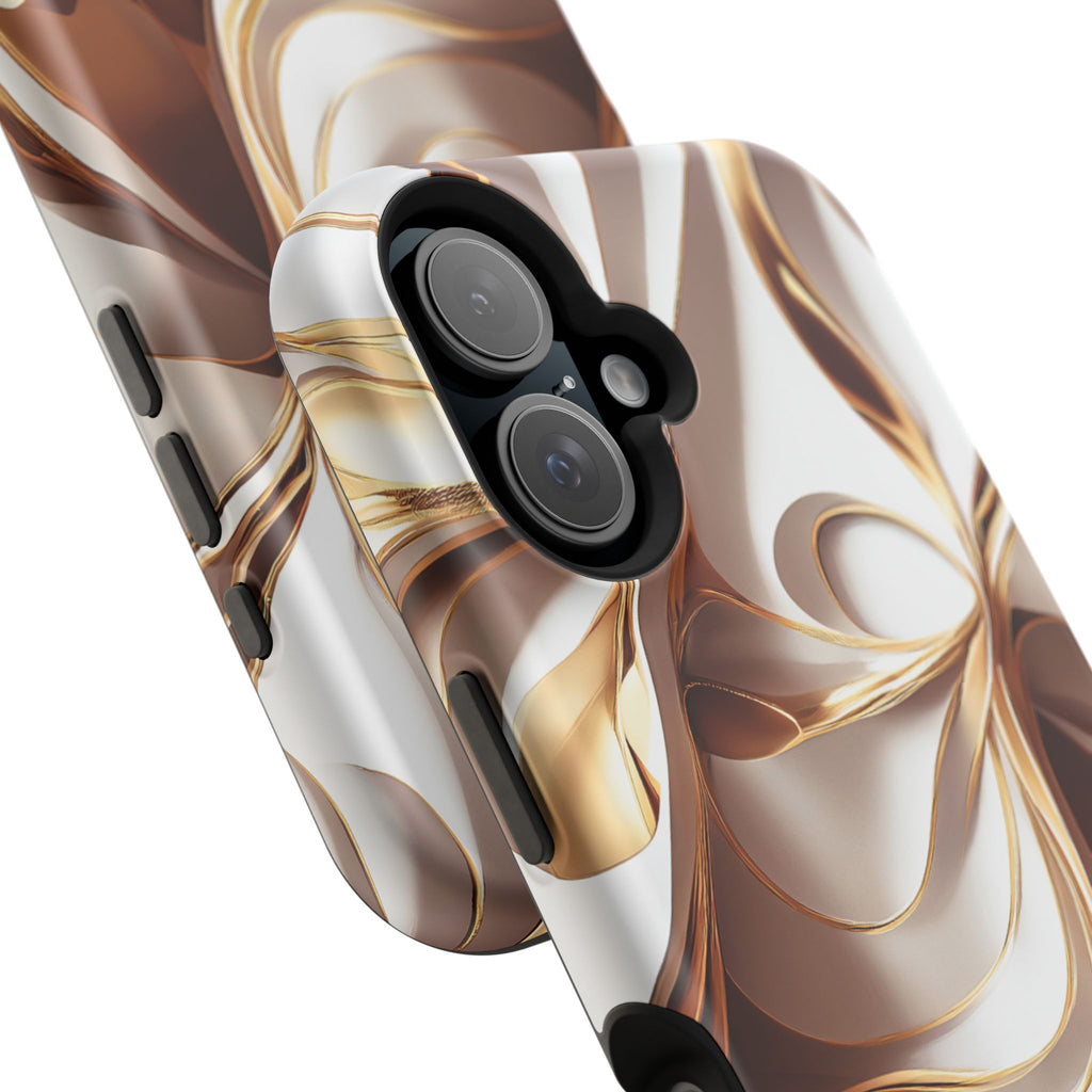 Marbled Gold Swirl Phone Case — Magnetic Impact‑Resistant iPhone Cover
