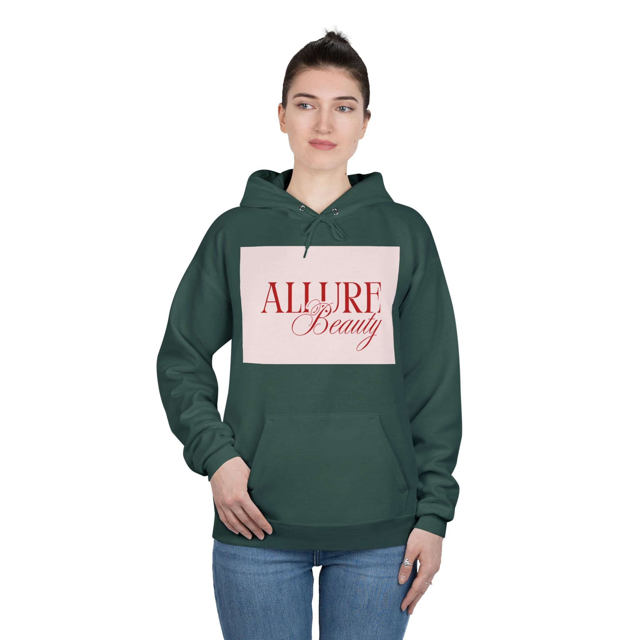 Unisex Allure Beauty Hoodie — Pink Logo Pullover for Beauty Lovers