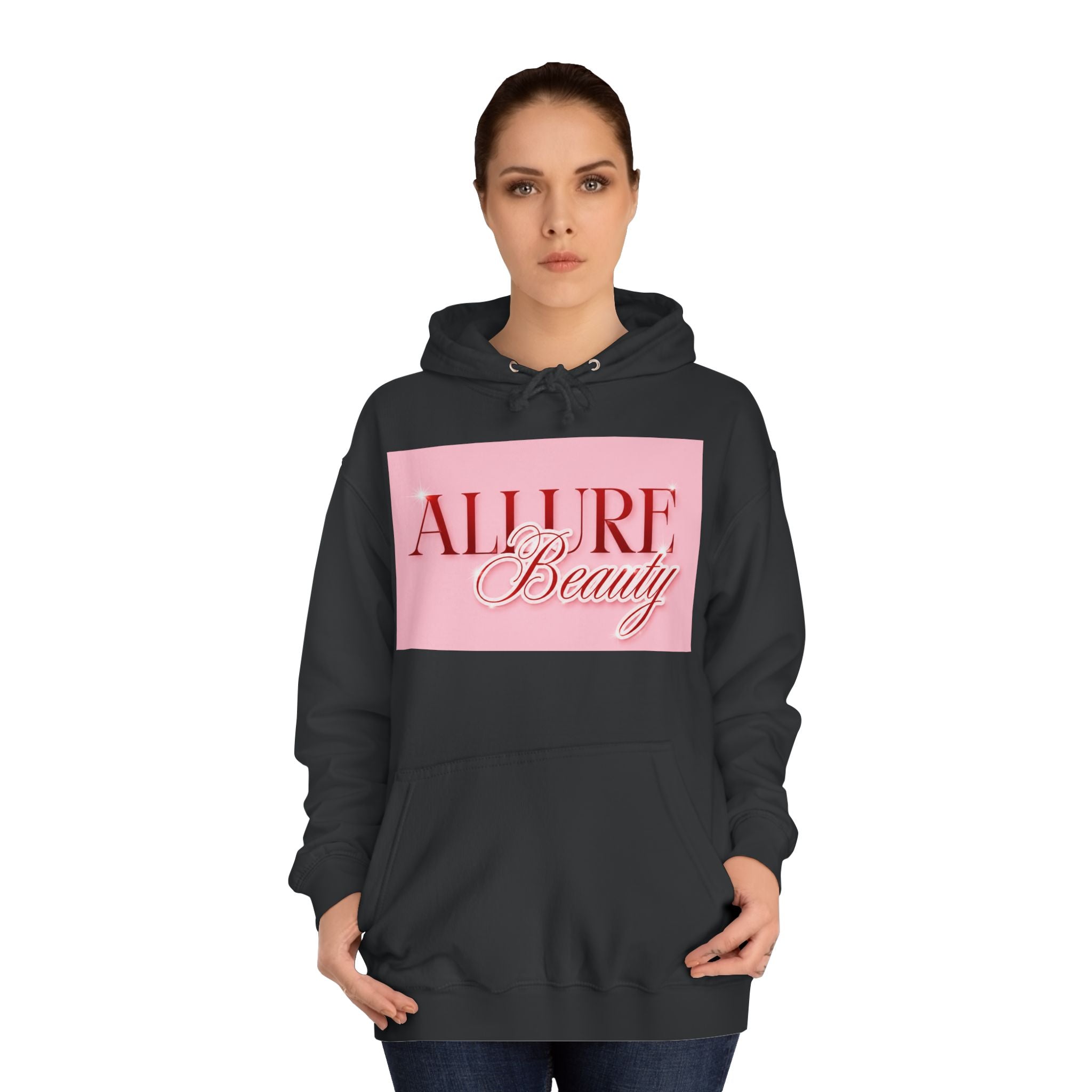 Unisex Allure Beauty Hoodie — Pink Logo Comfort Pullover