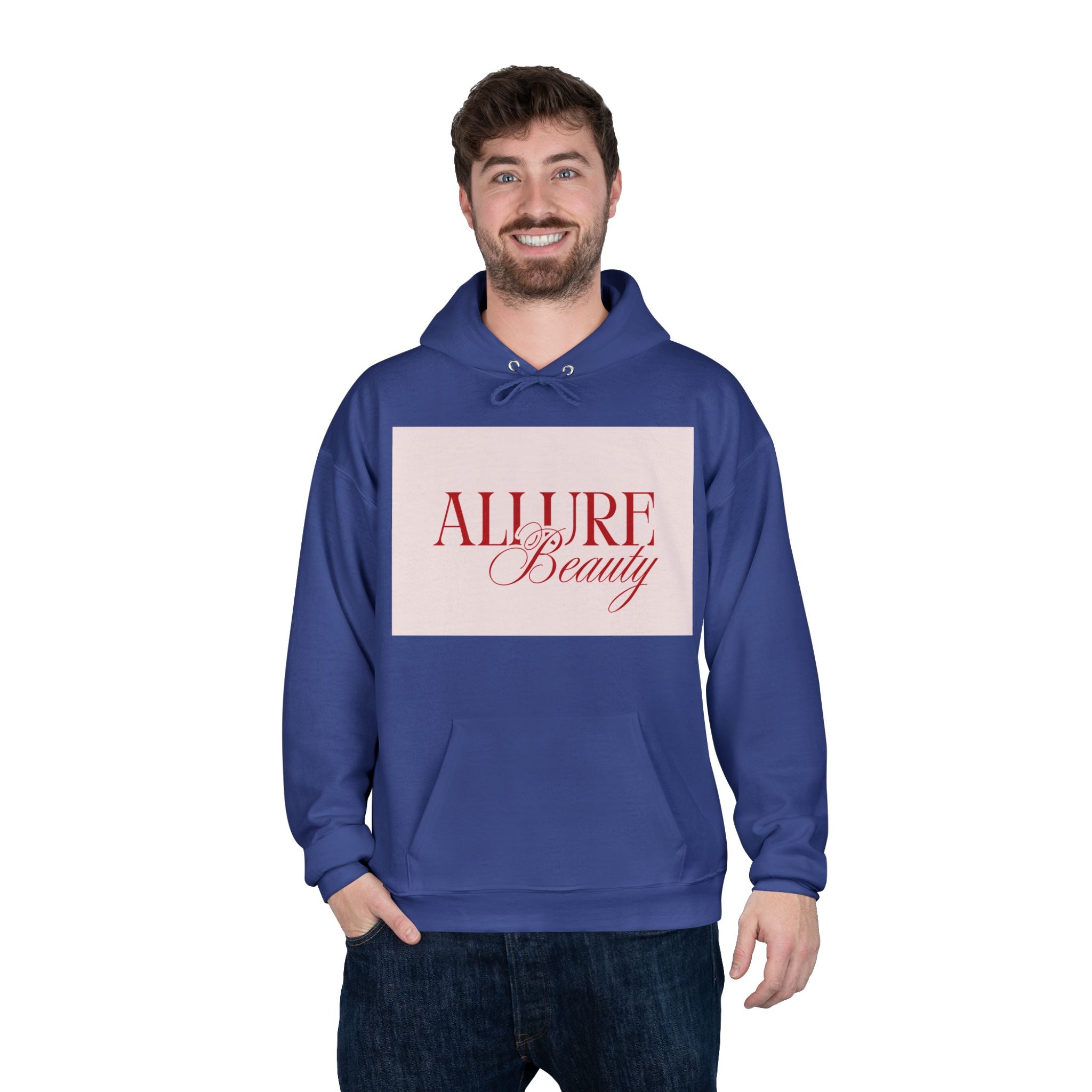 Unisex Allure Beauty Hoodie — Pink Logo Pullover for Beauty Lovers