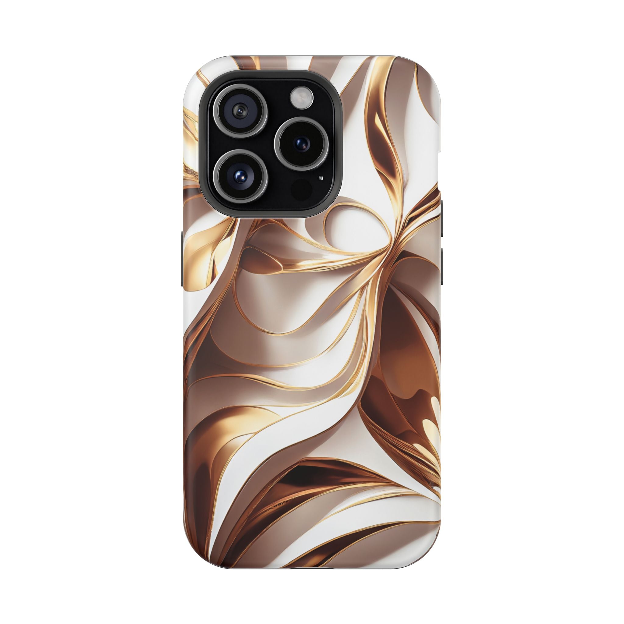 Marbled Gold Swirl Phone Case — Magnetic Impact‑Resistant iPhone Cover