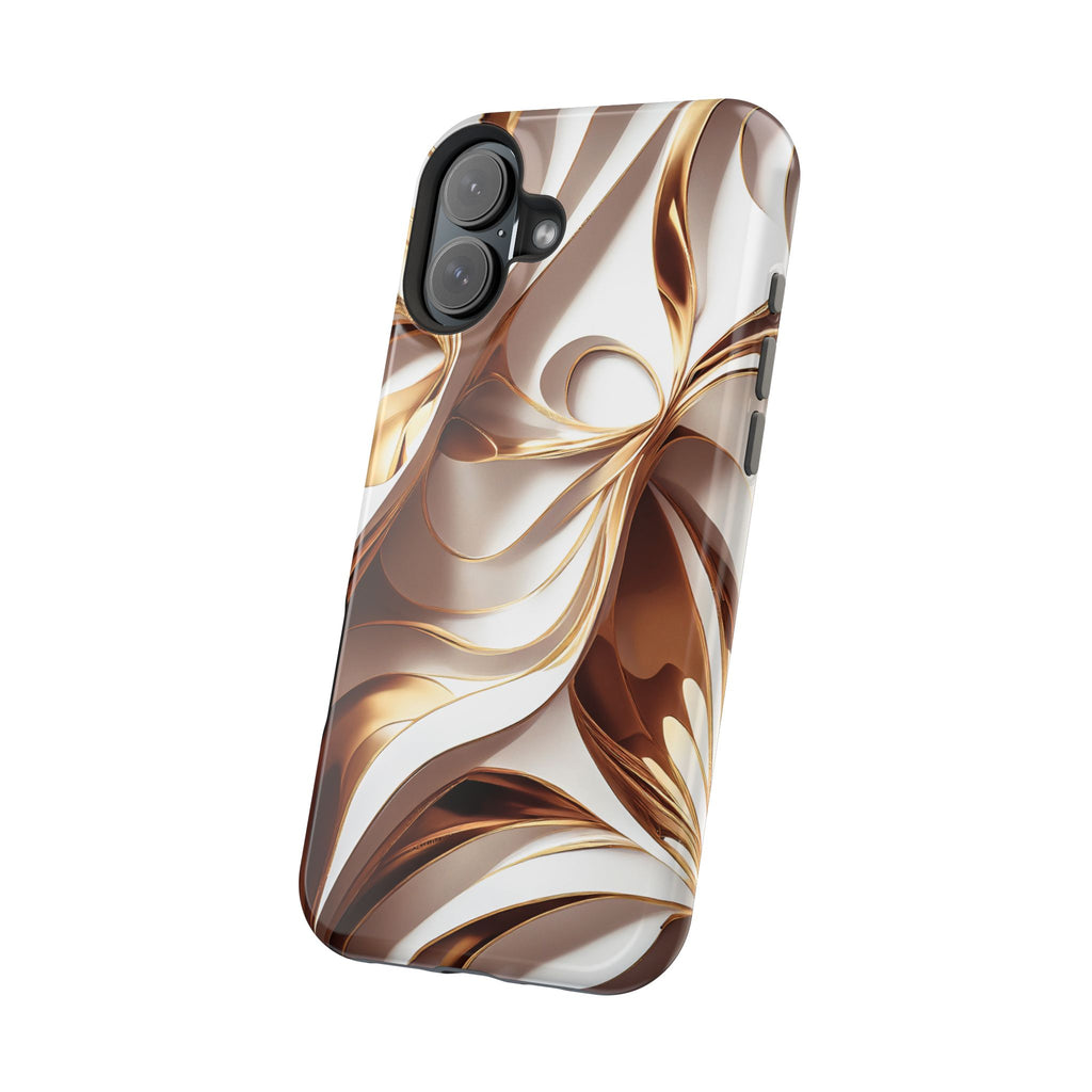 Marbled Gold Swirl Phone Case — Magnetic Impact‑Resistant iPhone Cover