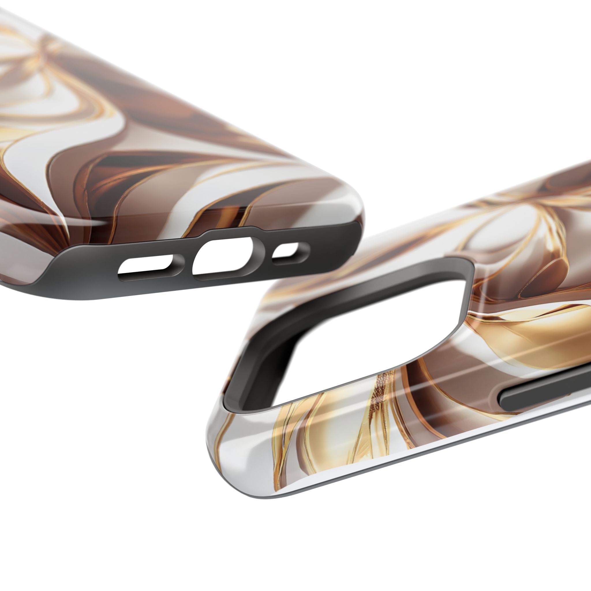 Marbled Gold Swirl Phone Case — Magnetic Impact‑Resistant iPhone Cover