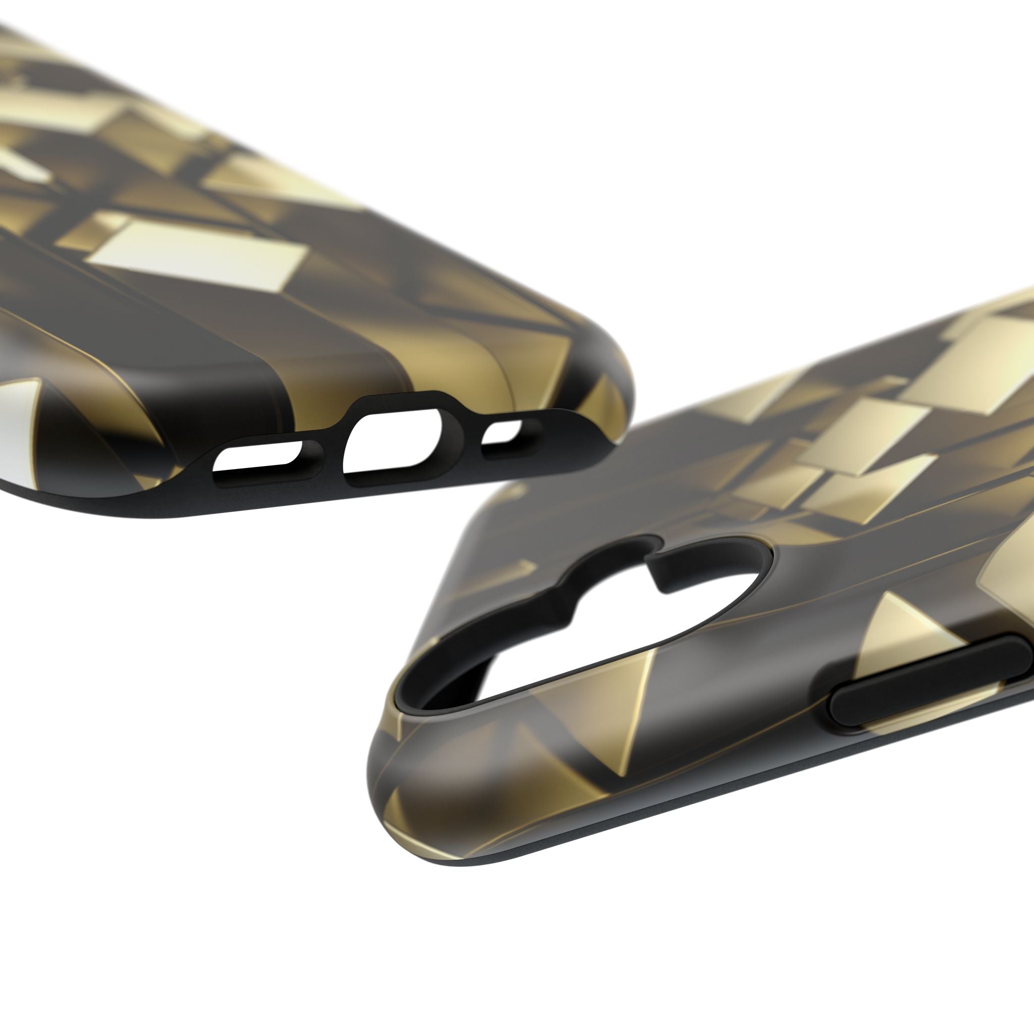 Impact-Resistant Phone Case — Gold Geometric 3D Cubes