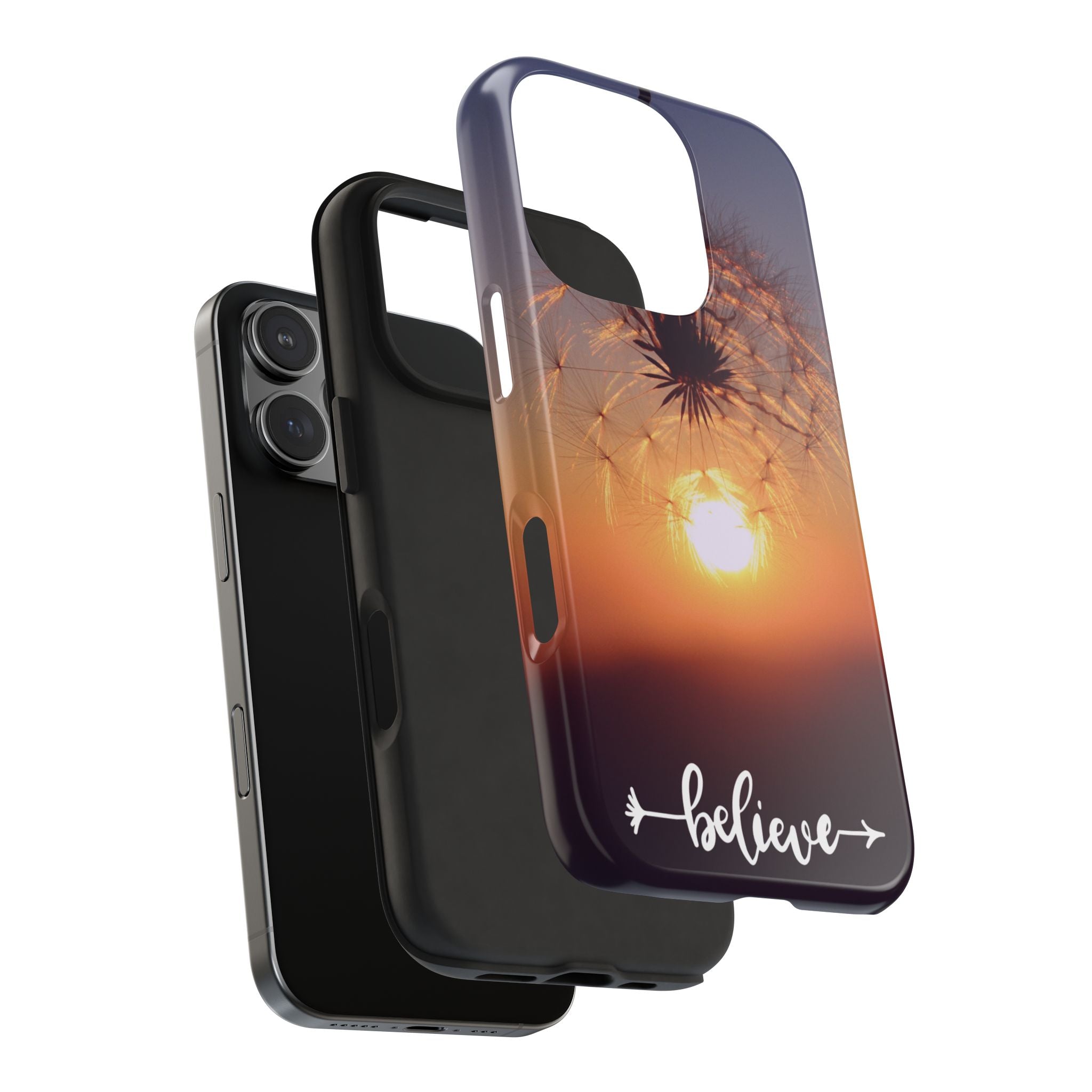 Believe Dandelion Sunset Tough Phone Case — Inspirational Protective iPhone Cover
