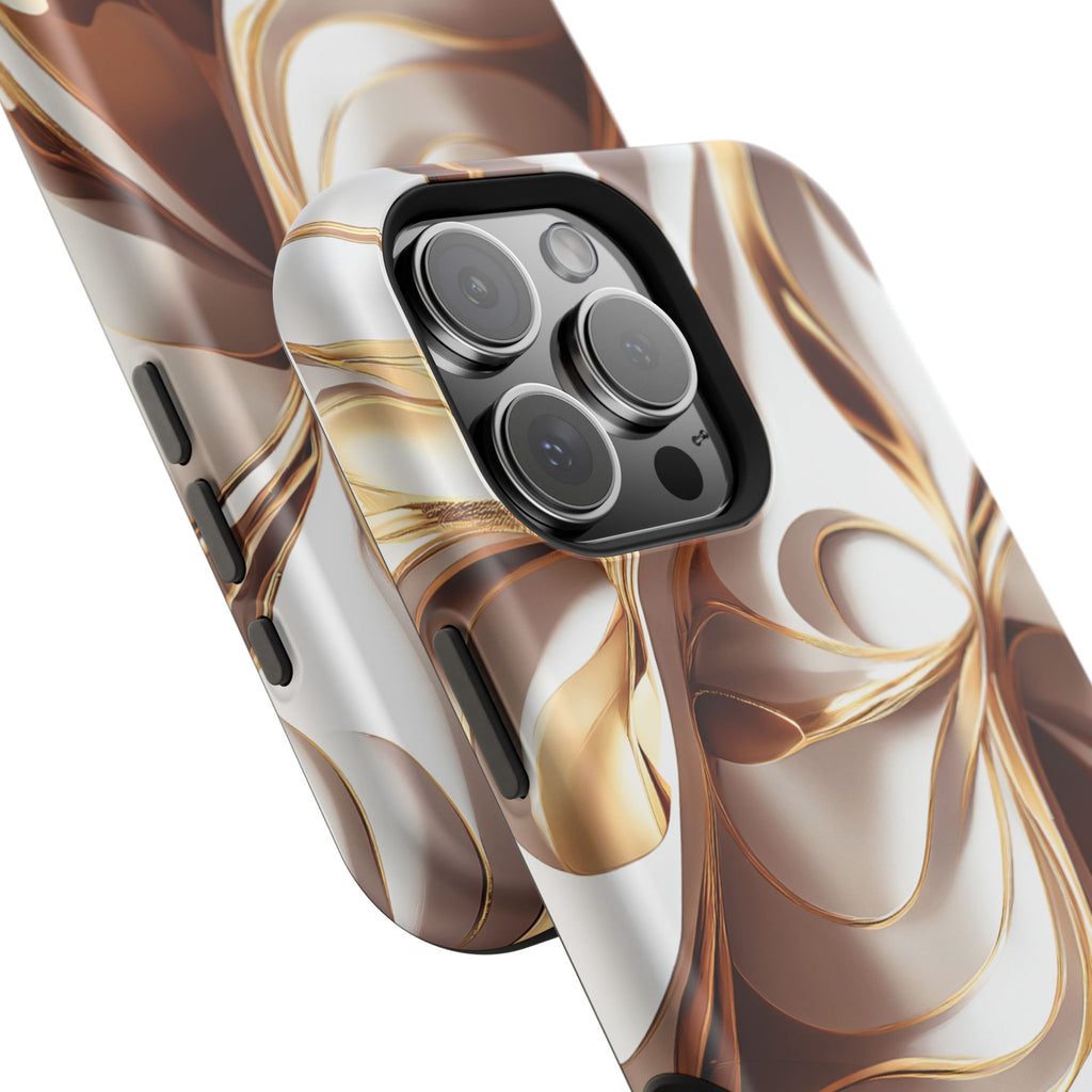 Marbled Gold Swirl Phone Case — Magnetic Impact‑Resistant iPhone Cover