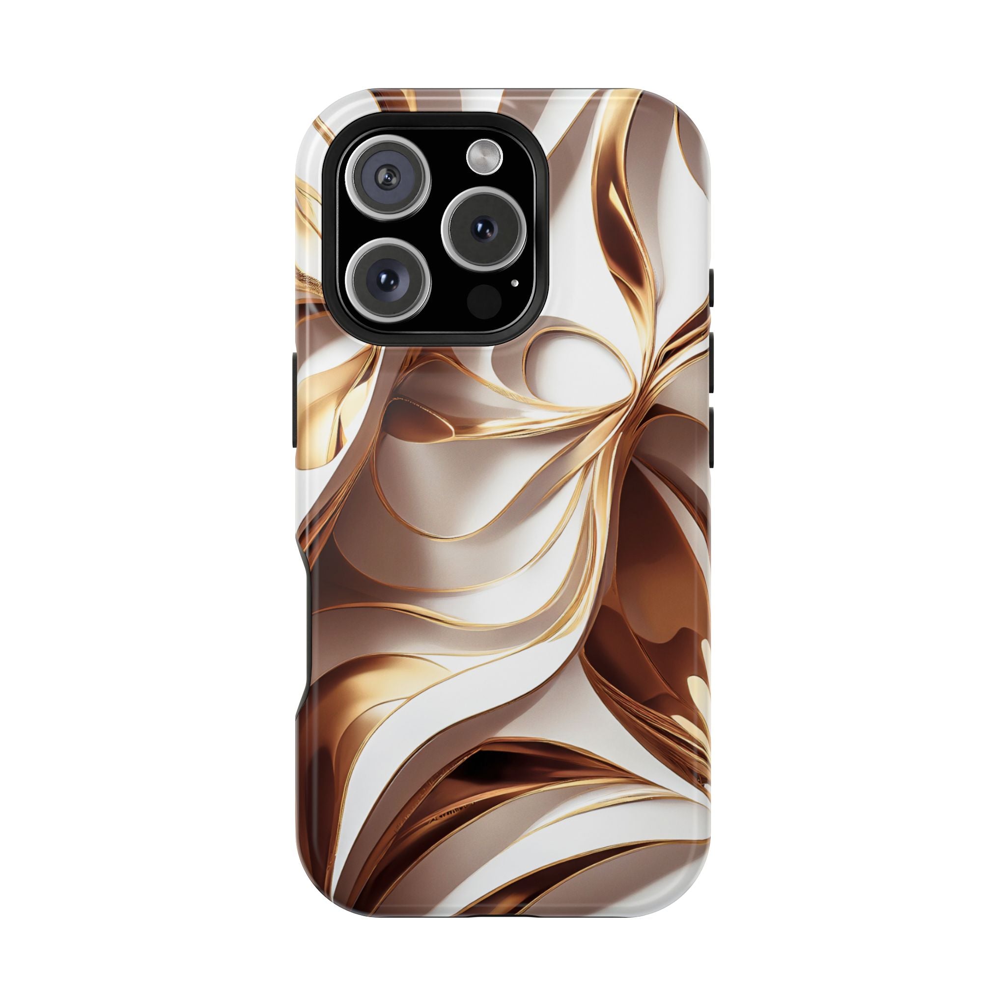 Marbled Gold Swirl Phone Case — Magnetic Impact‑Resistant iPhone Cover
