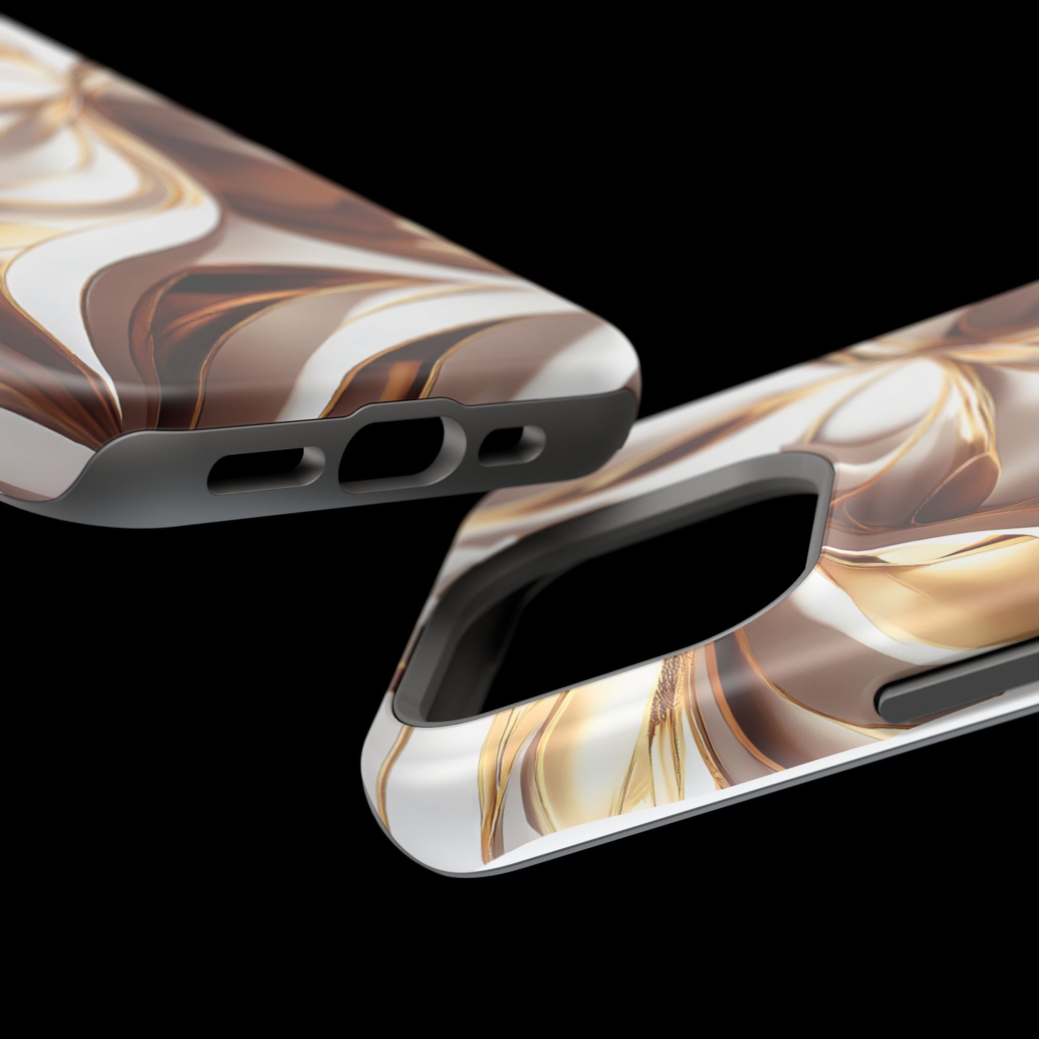 Marbled Gold Swirl Phone Case — Magnetic Impact‑Resistant iPhone Cover