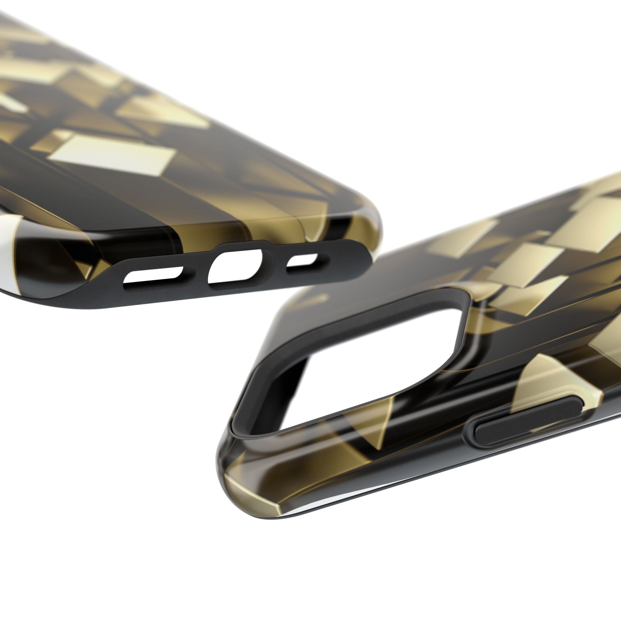 Impact-Resistant Phone Case — Gold Geometric 3D Cubes