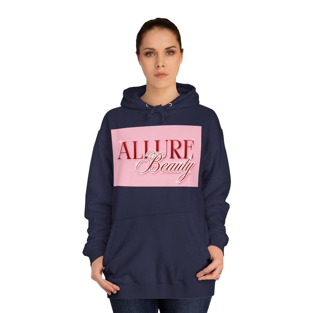 Unisex Allure Beauty Hoodie — Pink Logo Comfort Pullover