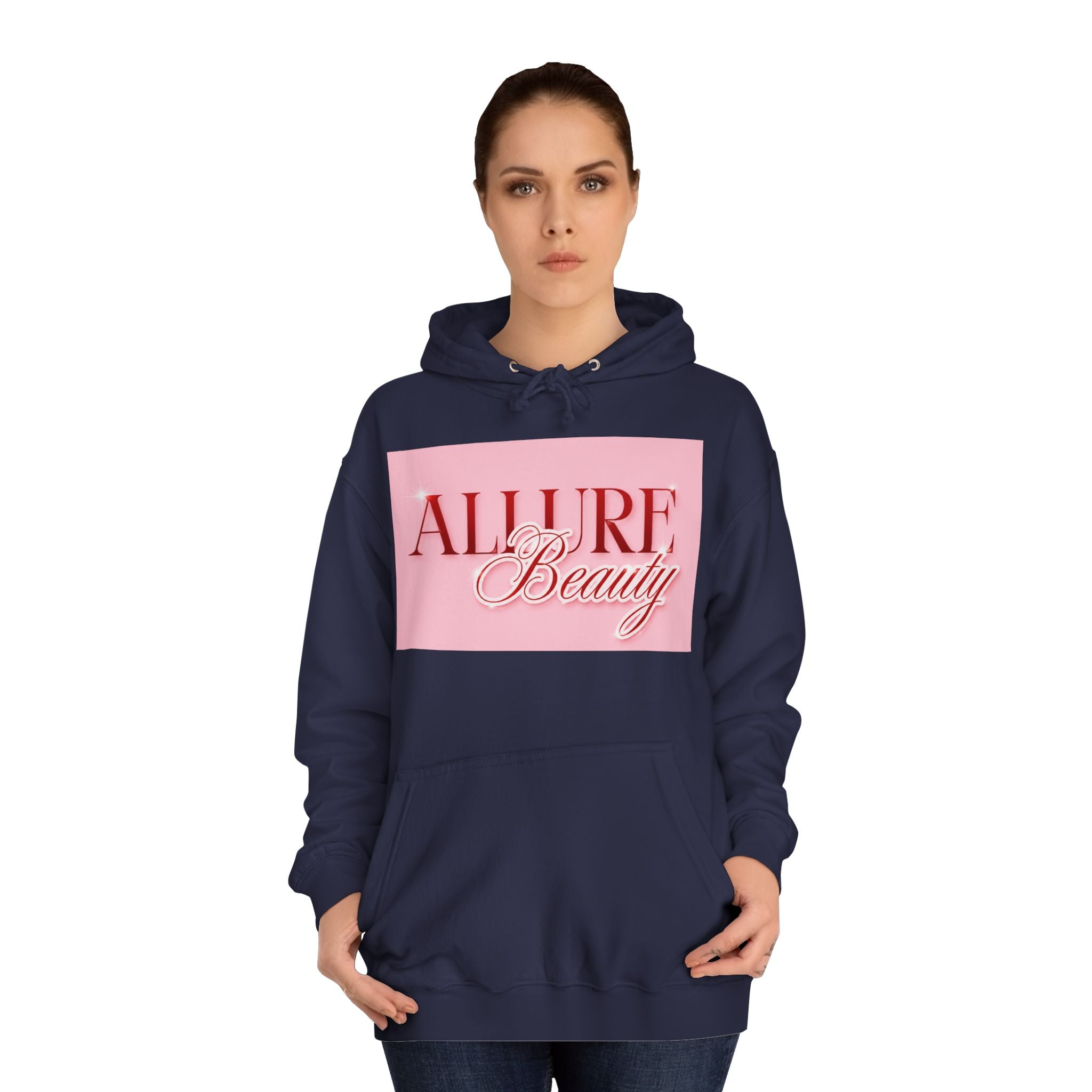 Unisex Allure Beauty Hoodie — Pink Logo Comfort Pullover