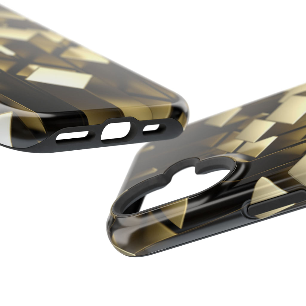 Impact-Resistant Phone Case — Gold Geometric 3D Cubes