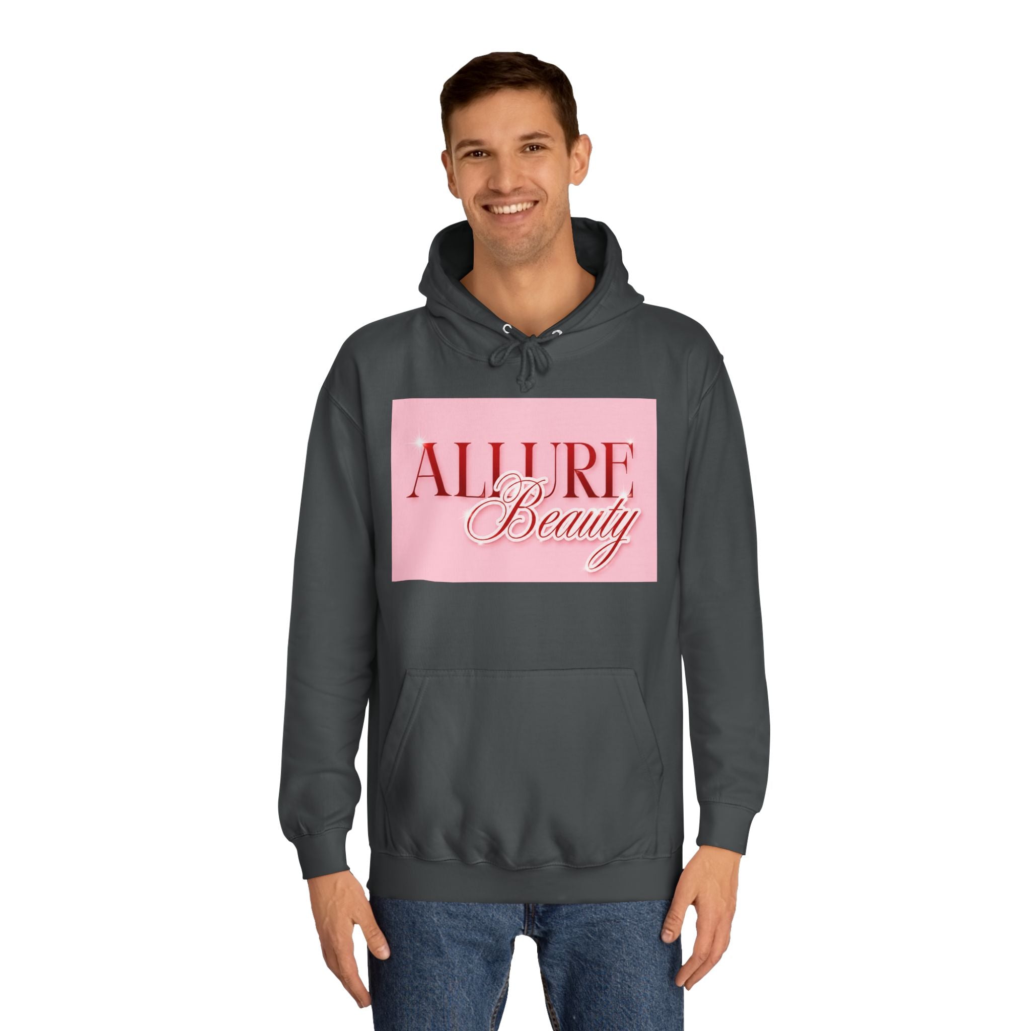 Unisex Allure Beauty Hoodie — Pink Logo Comfort Pullover