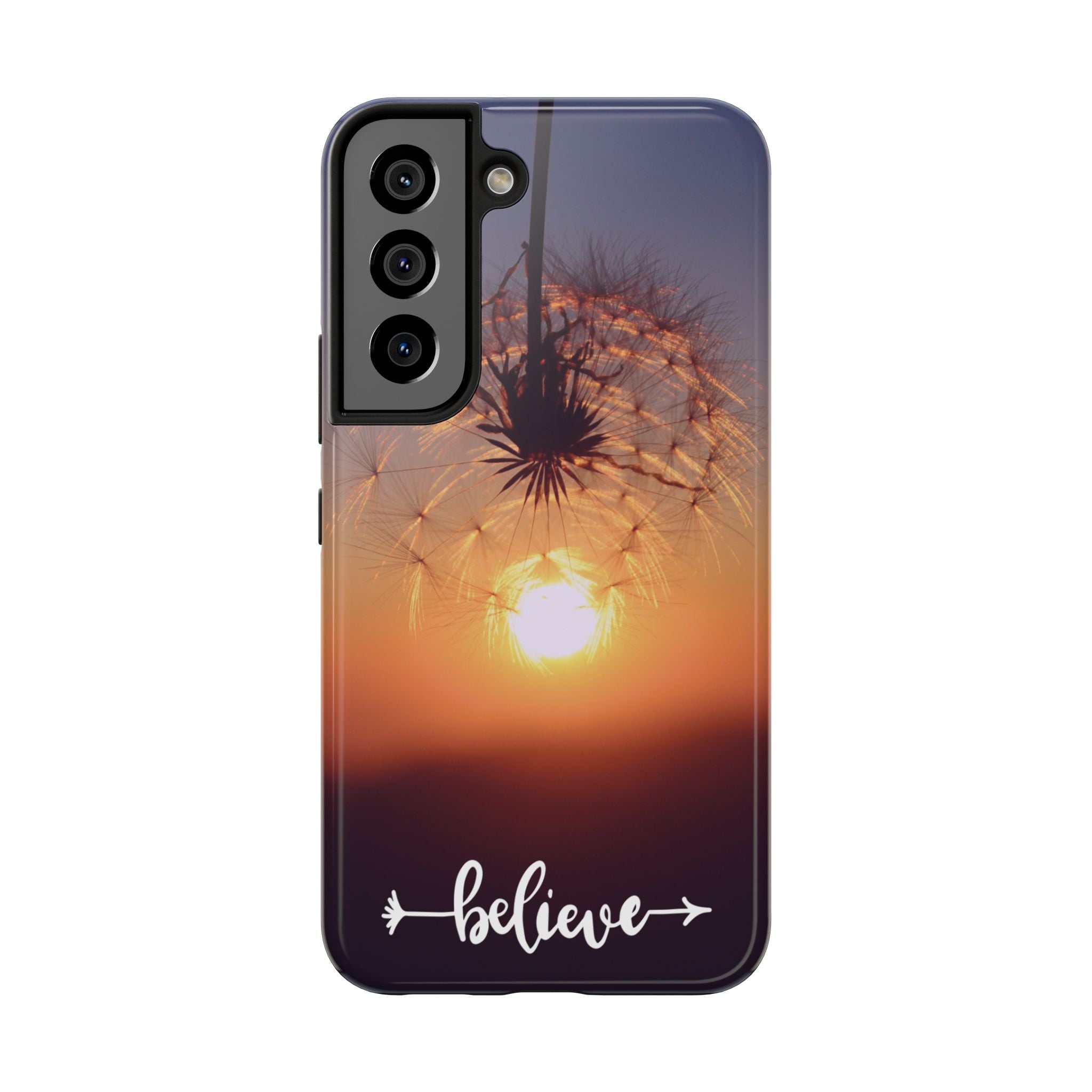 Believe Dandelion Sunset Tough Phone Case — Inspirational Protective iPhone Cover